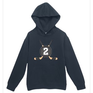 2nd Birthday Ice Hockey 2 Years Old Themed Birthday Party Urban Pullover Hoodie