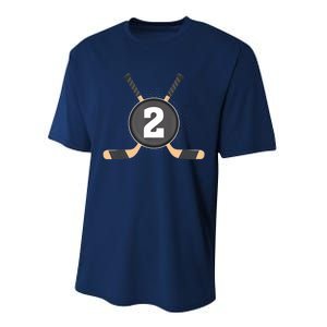 2nd Birthday Ice Hockey 2 Years Old Themed Birthday Party Performance Sprint T-Shirt