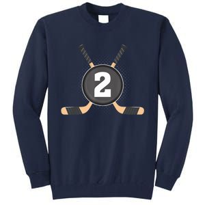 2nd Birthday Ice Hockey 2 Years Old Themed Birthday Party Tall Sweatshirt