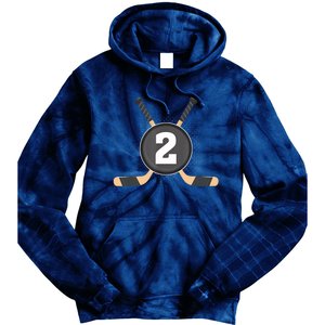 2nd Birthday Ice Hockey 2 Years Old Themed Birthday Party Tie Dye Hoodie