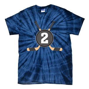 2nd Birthday Ice Hockey 2 Years Old Themed Birthday Party Tie-Dye T-Shirt