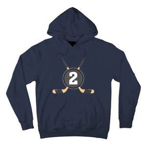 2nd Birthday Ice Hockey 2 Years Old Themed Birthday Party Tall Hoodie