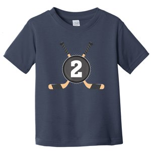 2nd Birthday Ice Hockey 2 Years Old Themed Birthday Party Toddler T-Shirt