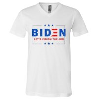 2024 Biden LetS Finish The Job Joe Save Democracy America V-Neck T-Shirt