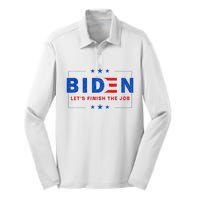 2024 Biden LetS Finish The Job Joe Save Democracy America Silk Touch Performance Long Sleeve Polo