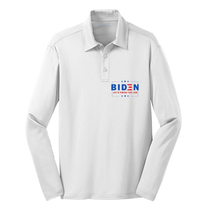 2024 Biden LetS Finish The Job Joe Save Democracy America Silk Touch Performance Long Sleeve Polo