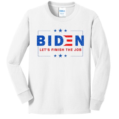 2024 Biden LetS Finish The Job Joe Save Democracy America Kids Long Sleeve Shirt