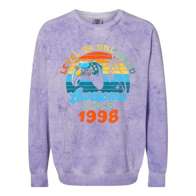 24Th Birthday Level 24 Man 1998 Gaming Colorblast Crewneck Sweatshirt