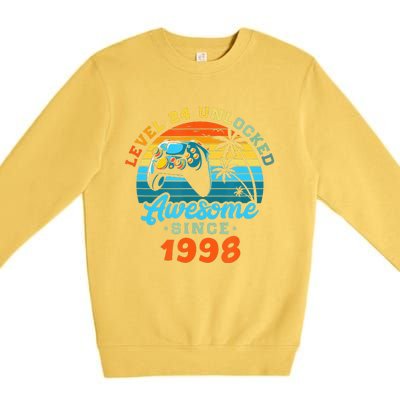 24Th Birthday Level 24 Man 1998 Gaming Premium Crewneck Sweatshirt