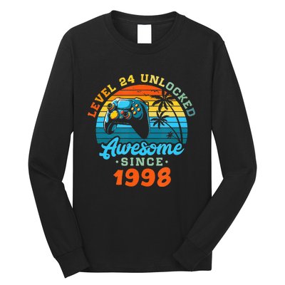 24Th Birthday Level 24 Man 1998 Gaming Long Sleeve Shirt