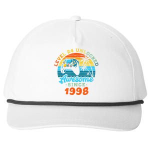 24Th Birthday Level 24 Man 1998 Gaming Snapback Five-Panel Rope Hat