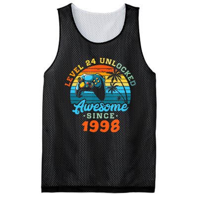 24Th Birthday Level 24 Man 1998 Gaming Mesh Reversible Basketball Jersey Tank