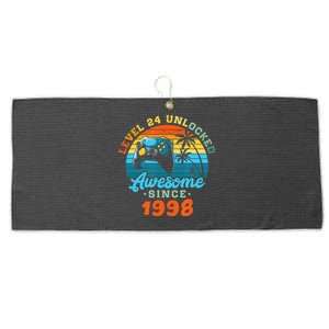 24Th Birthday Level 24 Man 1998 Gaming Large Microfiber Waffle Golf Towel