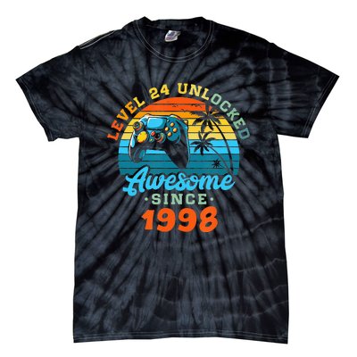 24Th Birthday Level 24 Man 1998 Gaming Tie-Dye T-Shirt