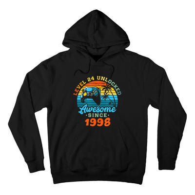 24Th Birthday Level 24 Man 1998 Gaming Tall Hoodie