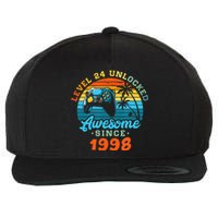 24Th Birthday Level 24 Man 1998 Gaming Wool Snapback Cap