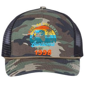 24Th Birthday Level 24 Man 1998 Gaming Retro Rope Trucker Hat Cap