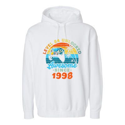 24Th Birthday Level 24 Man 1998 Gaming Garment-Dyed Fleece Hoodie