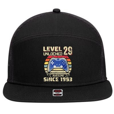 29Th Birthday Level 29 Unlocked 7 Panel Mesh Trucker Snapback Hat