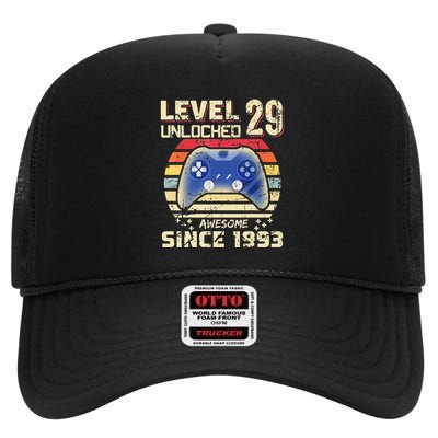 29Th Birthday Level 29 Unlocked High Crown Mesh Back Trucker Hat