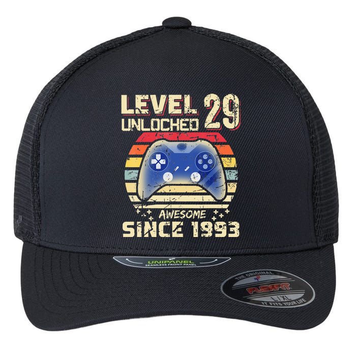 29Th Birthday Level 29 Unlocked Flexfit Unipanel Trucker Cap