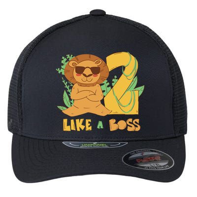 2nd Birthday Like A Boss Lion Cute Gift Flexfit Unipanel Trucker Cap