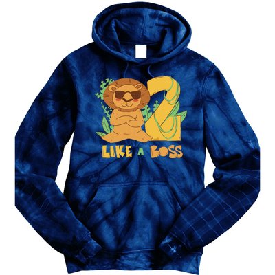 2nd Birthday Like A Boss Lion Cute Gift Tie Dye Hoodie