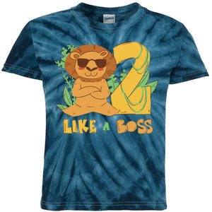 2nd Birthday Like A Boss Lion Cute Gift Kids Tie-Dye T-Shirt