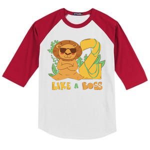 2nd Birthday Like A Boss Lion Cute Gift Kids Colorblock Raglan Jersey