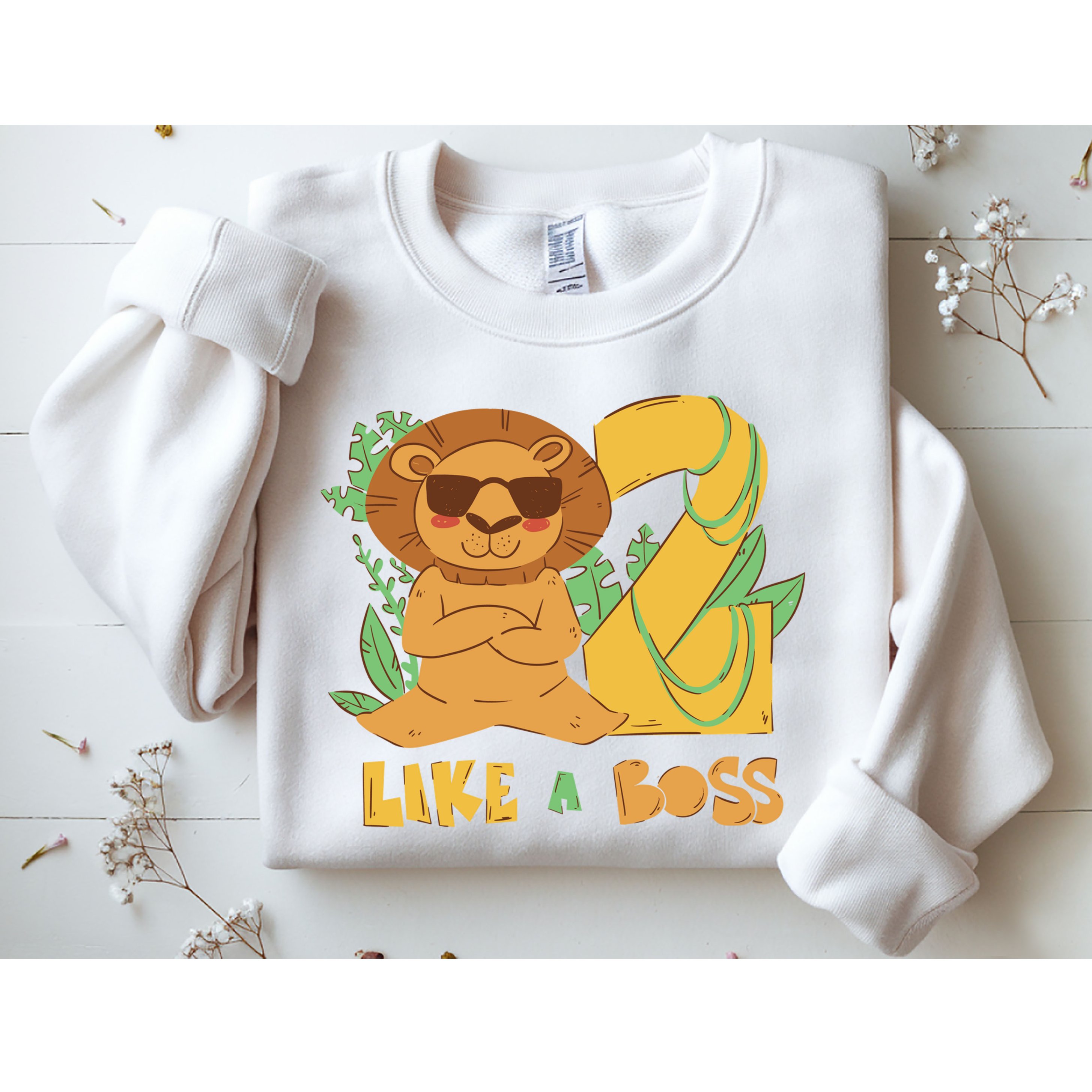 2nd Birthday Like A Boss Lion Cute Gift Sweatshirt