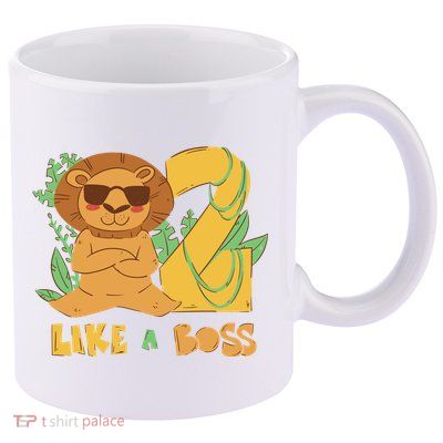 2nd Birthday Like A Boss Lion Cute Gift 11oz C Handle Ceramic Mug