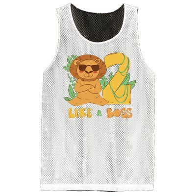 2nd Birthday Like A Boss Lion Cute Gift Mesh Reversible Basketball Jersey Tank