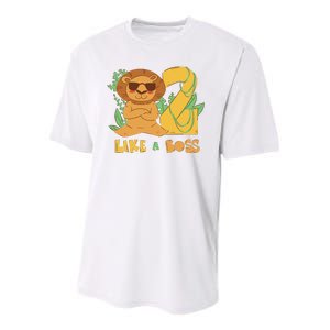 2nd Birthday Like A Boss Lion Cute Gift Youth Performance Sprint T-Shirt