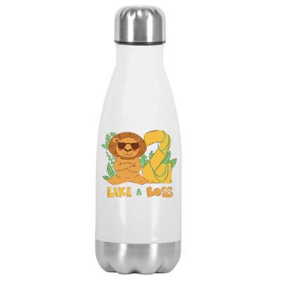 2nd Birthday Like A Boss Lion Cute Gift Stainless Steel Insulated Water Bottle