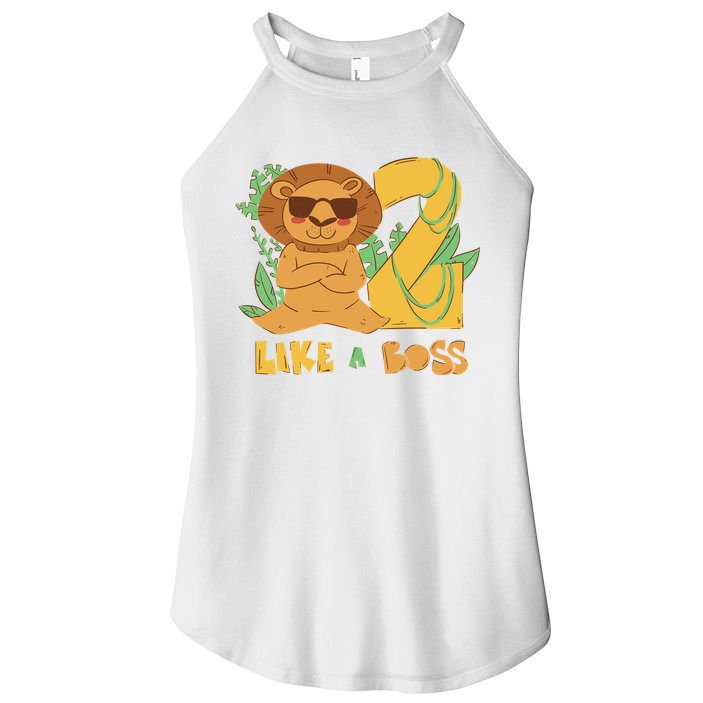 2nd Birthday Like A Boss Lion Cute Gift Women's Perfect Tri Rocker Tank