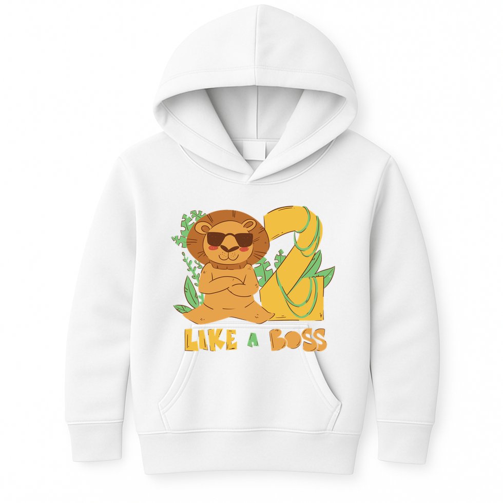 2nd Birthday Like A Boss Lion Cute Gift Kids Hoodie