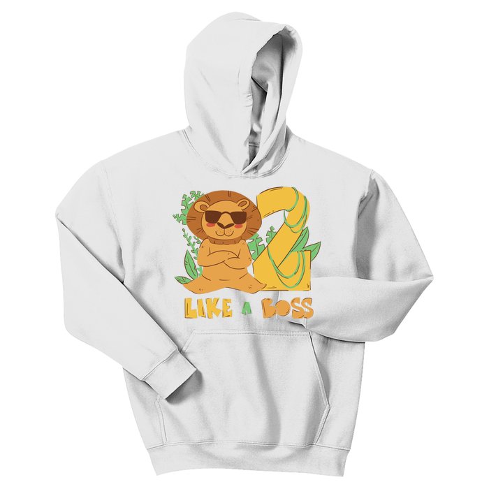 2nd Birthday Like A Boss Lion Cute Gift Kids Hoodie