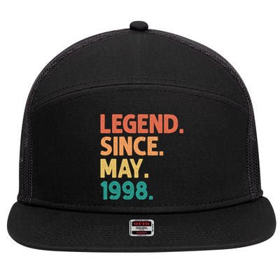 24th Birthday Legend Since May 1998 24 Years Old Vintage Great Gift 7 Panel Mesh Trucker Snapback Hat