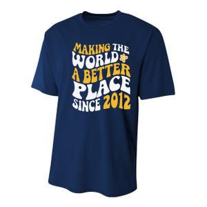 2012 Birthday Making The World A Better Place Since 2012 Youth Performance Sprint T-Shirt