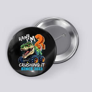 2nd Birthday Monster Truck Dinosaur Party Rawr Im 2 Gift Button