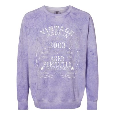 21st Birthday Man Woman 21 Years 2003 Decorative Funny Gift Colorblast Crewneck Sweatshirt