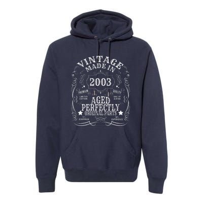 21st Birthday Man Woman 21 Years 2003 Decorative Funny Gift Premium Hoodie