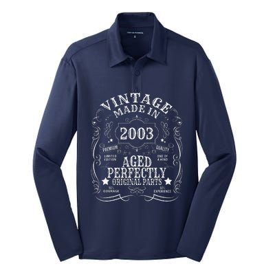 21st Birthday Man Woman 21 Years 2003 Decorative Funny Gift Silk Touch Performance Long Sleeve Polo