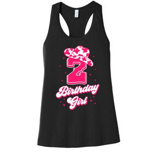 2nd Birthday Outfit Girl 2 Year Old Rodeo Western Cowgirl Women's Racerback Tank