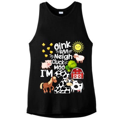 2nd Birthday Oink Baa Neigh Cluck Moo I'm 2 Farm Birthday Ladies PosiCharge Tri-Blend Wicking Tank