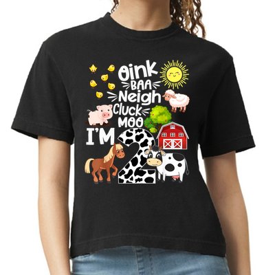 2nd Birthday Oink Baa Neigh Cluck Moo I'm 2 Farm Birthday Comfort Colors Boxy T-Shirt