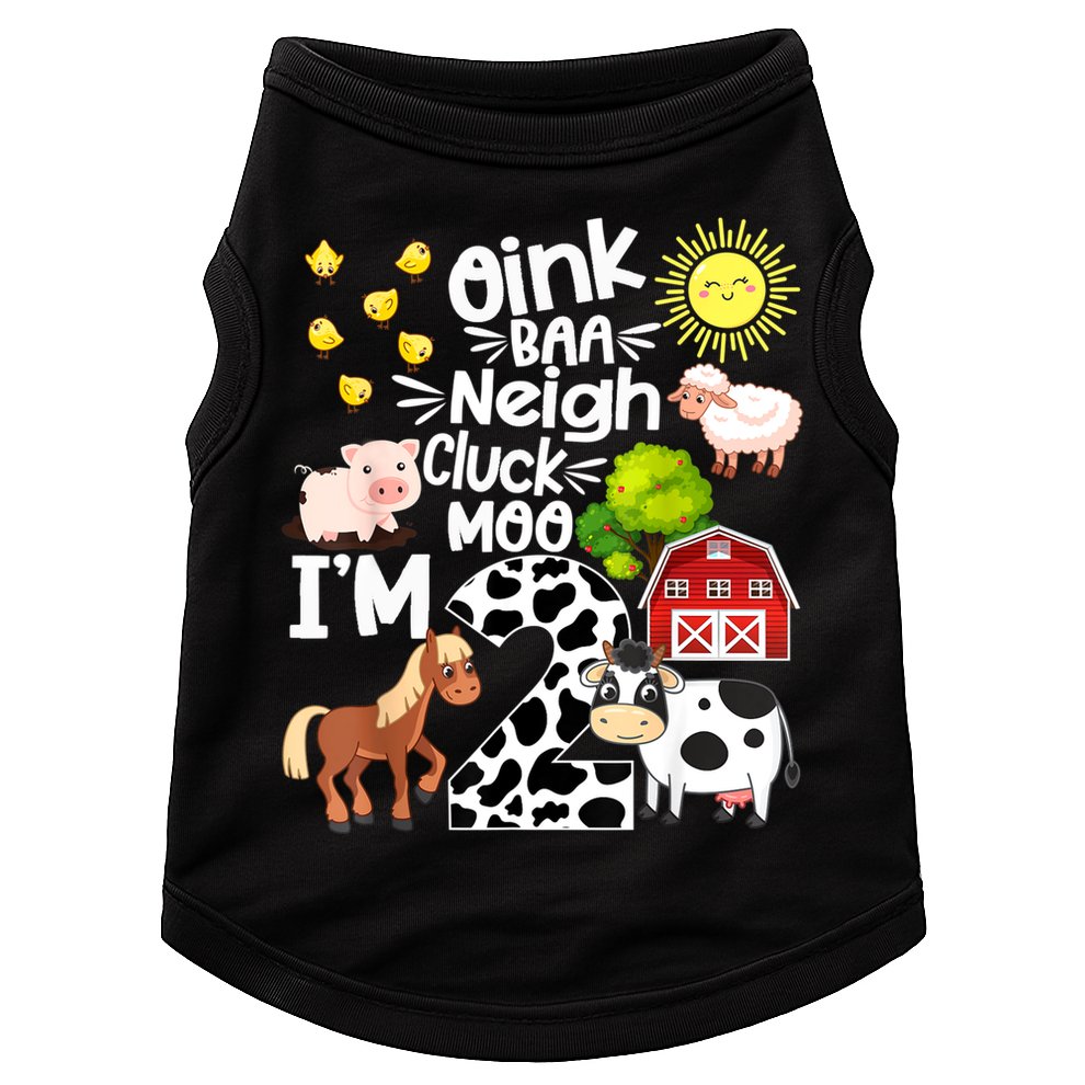 2nd Birthday Oink Baa Neigh Cluck Moo I'm 2 Farm Birthday Doggie Tank