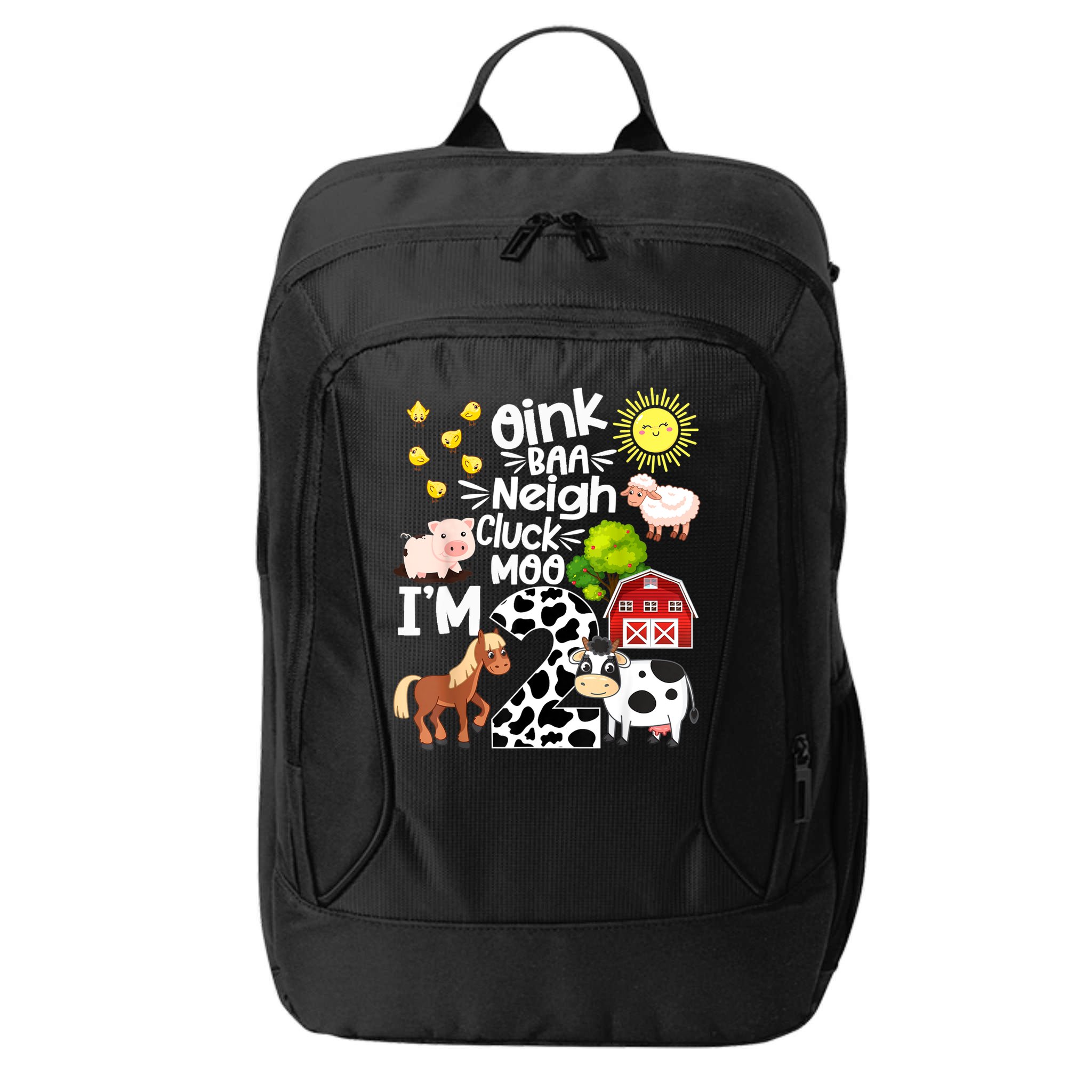 2nd Birthday Oink Baa Neigh Cluck Moo I'm 2 Farm Birthday City Backpack