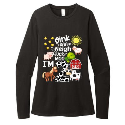 2nd Birthday Oink Baa Neigh Cluck Moo I'm 2 Farm Birthday Womens CVC Long Sleeve Shirt