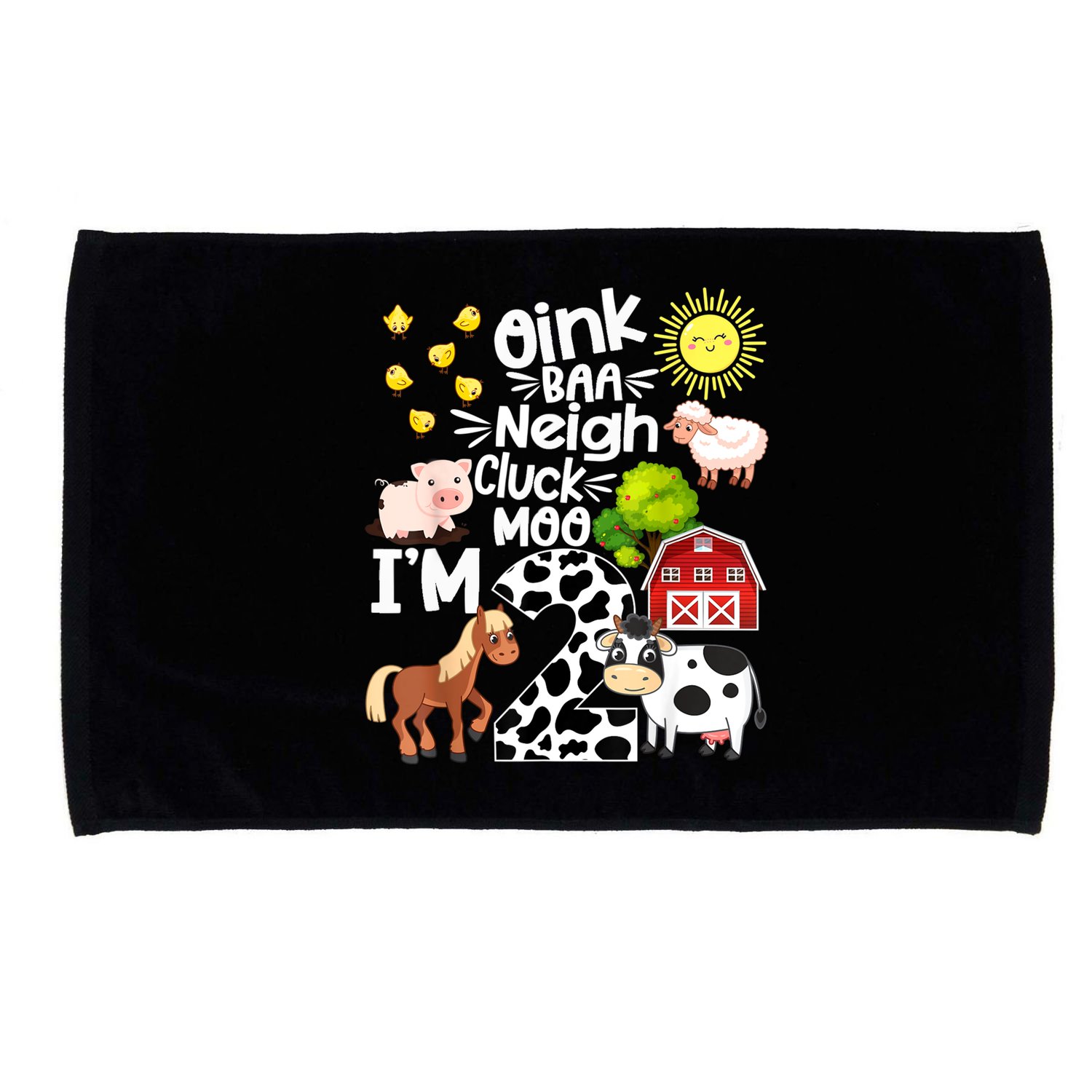 2nd Birthday Oink Baa Neigh Cluck Moo I'm 2 Farm Birthday Microfiber Hand Towel